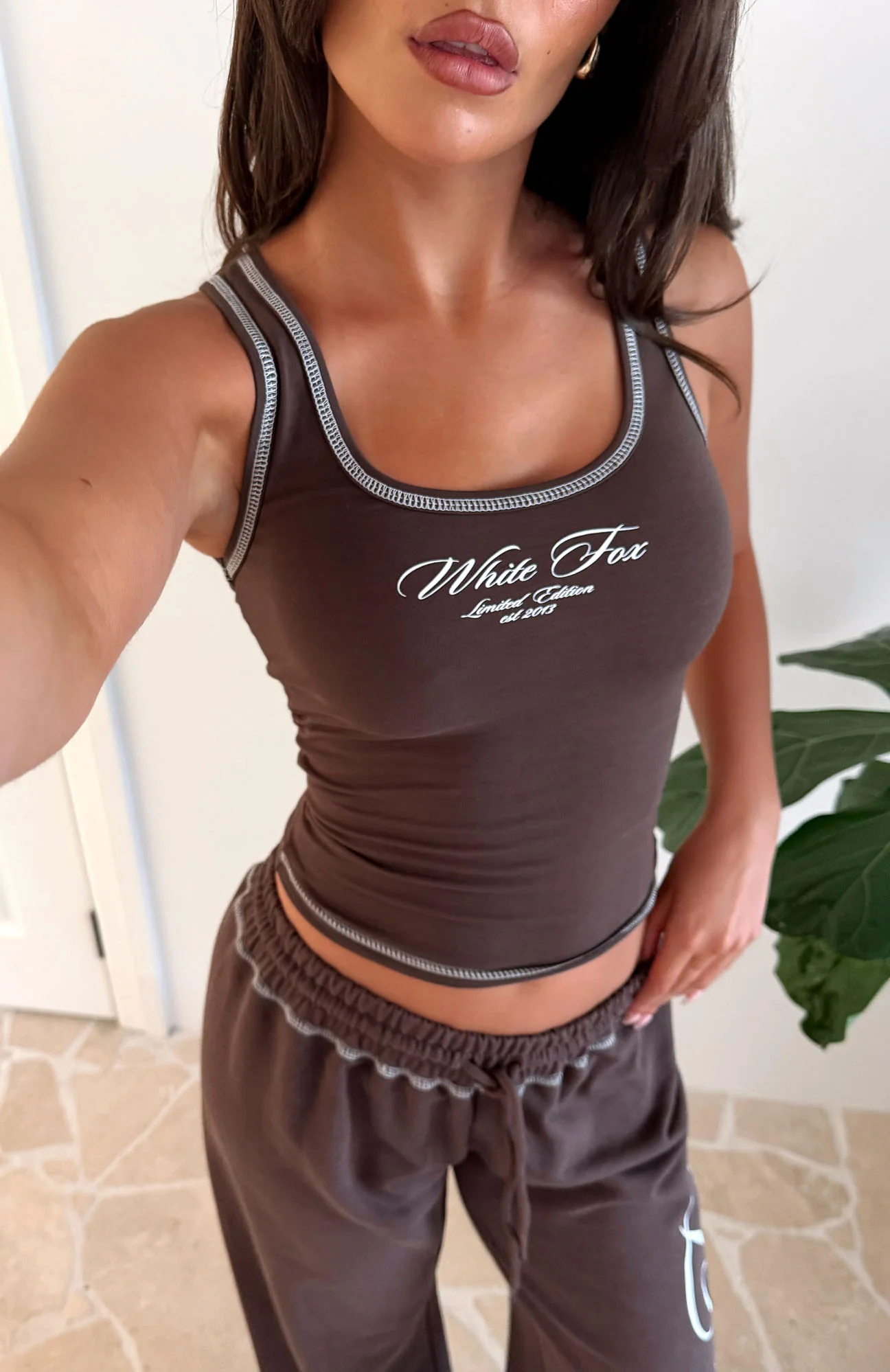 Don't Need Anyone Tank Top Chocolate