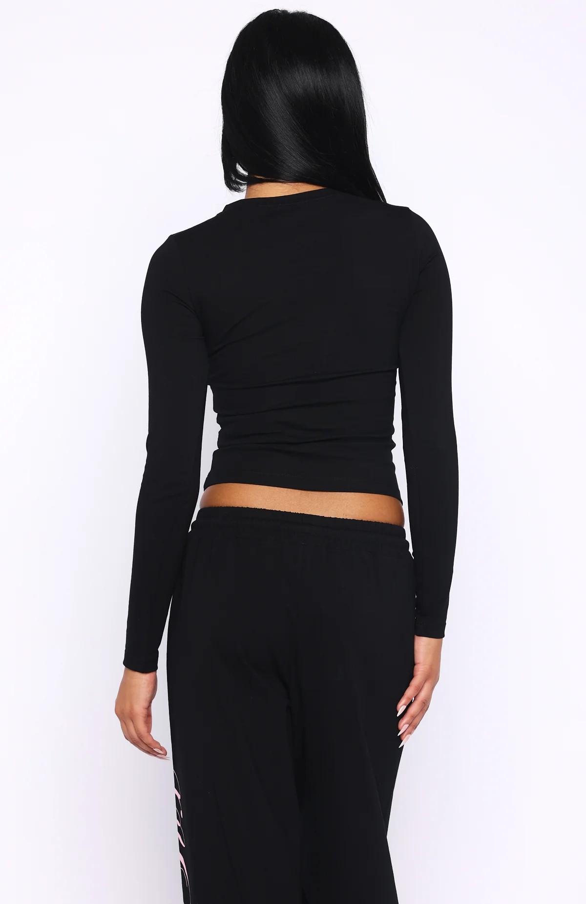 Luxurious Girl Long Sleeve Baby Tee Black