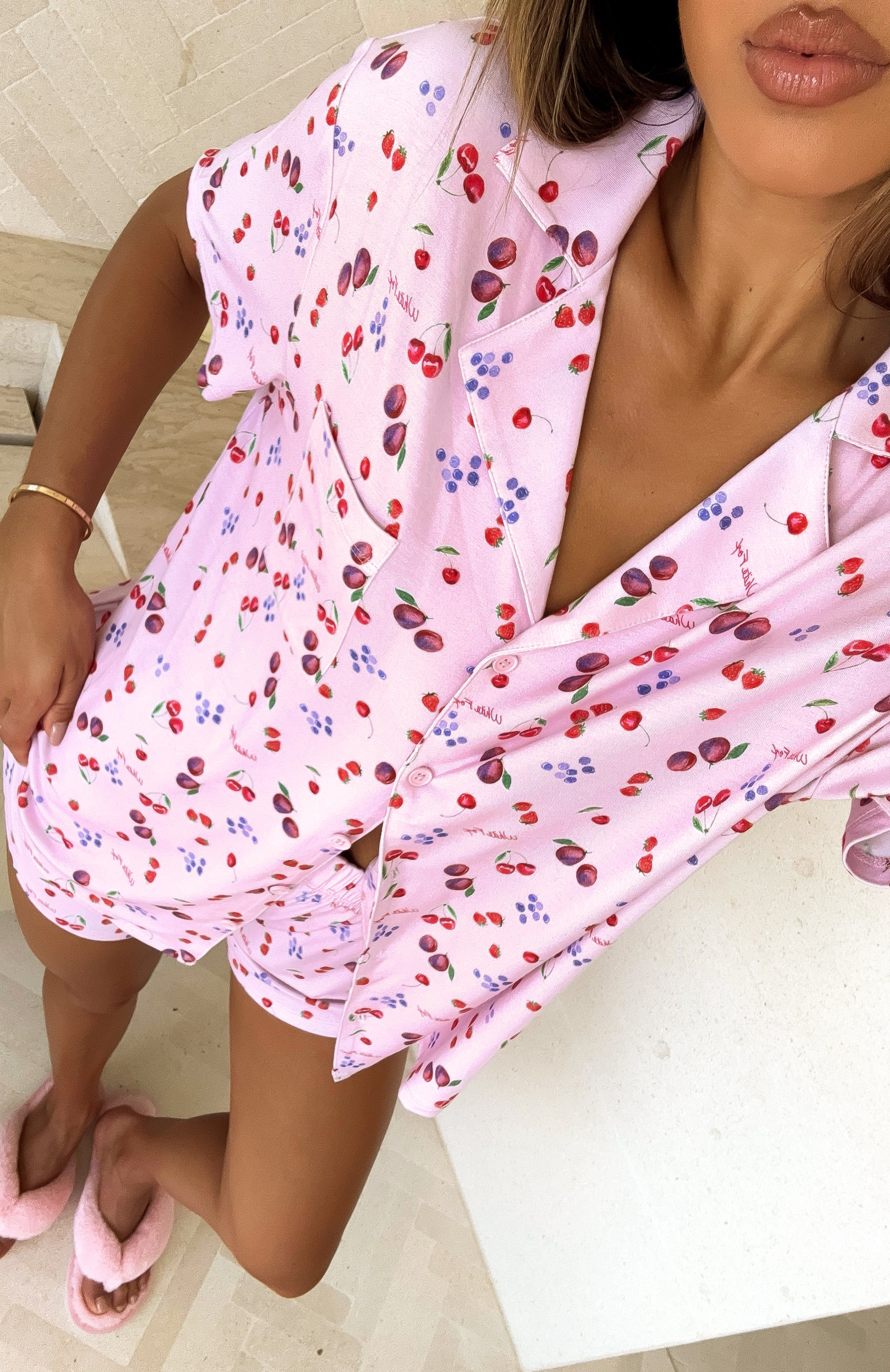 Dreamscape Printed Pyjama Set Pink Berries