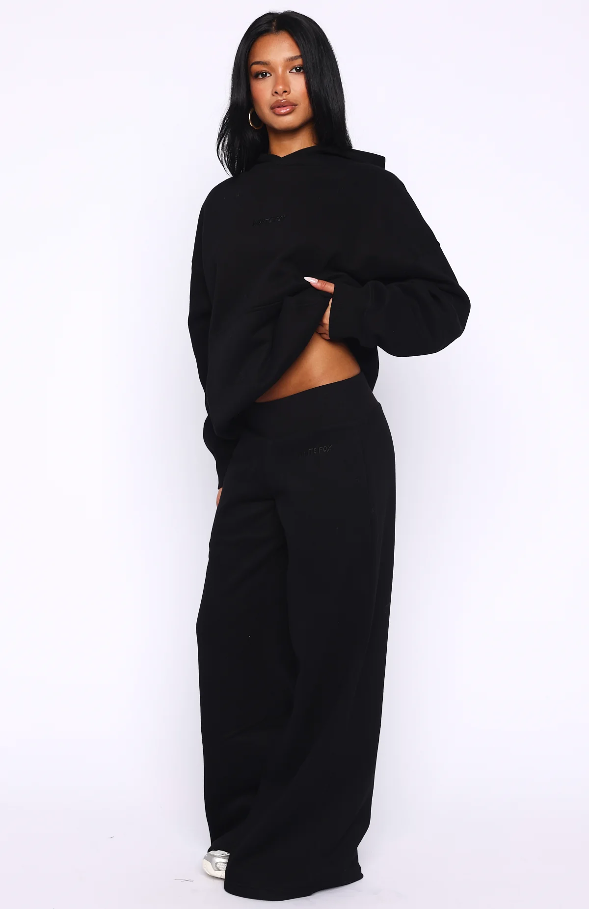 Come A Long Way Wide Leg Sweatpants Black
