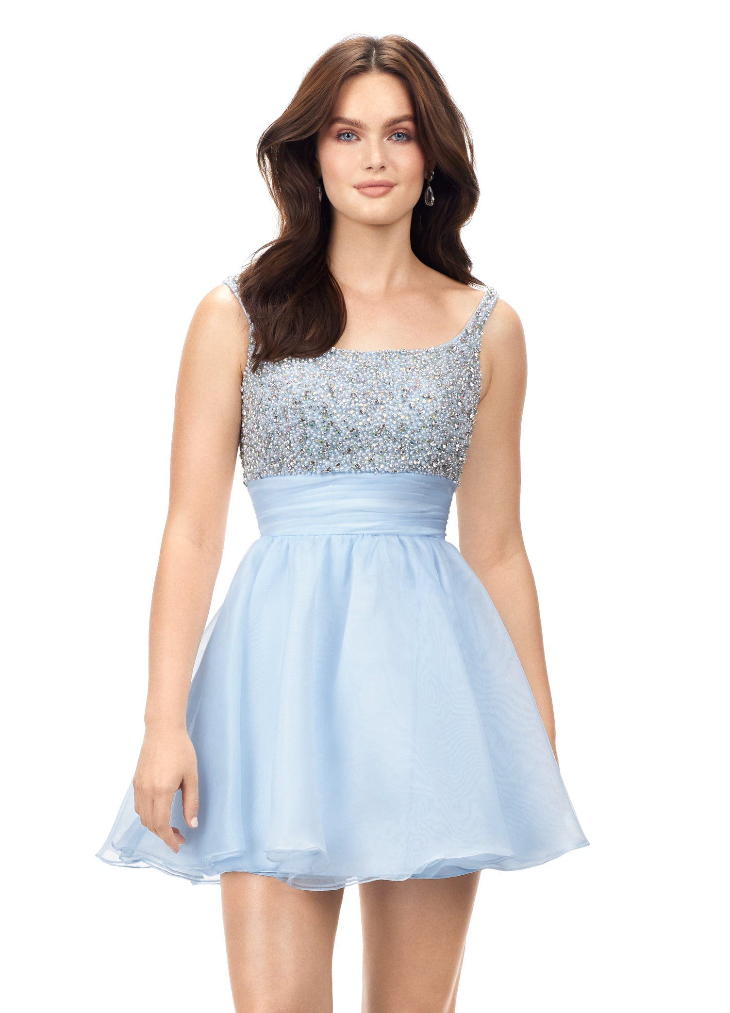 Ashley Lauren 4570 Organza A-Line Cocktail Dress with Beaded Bustier