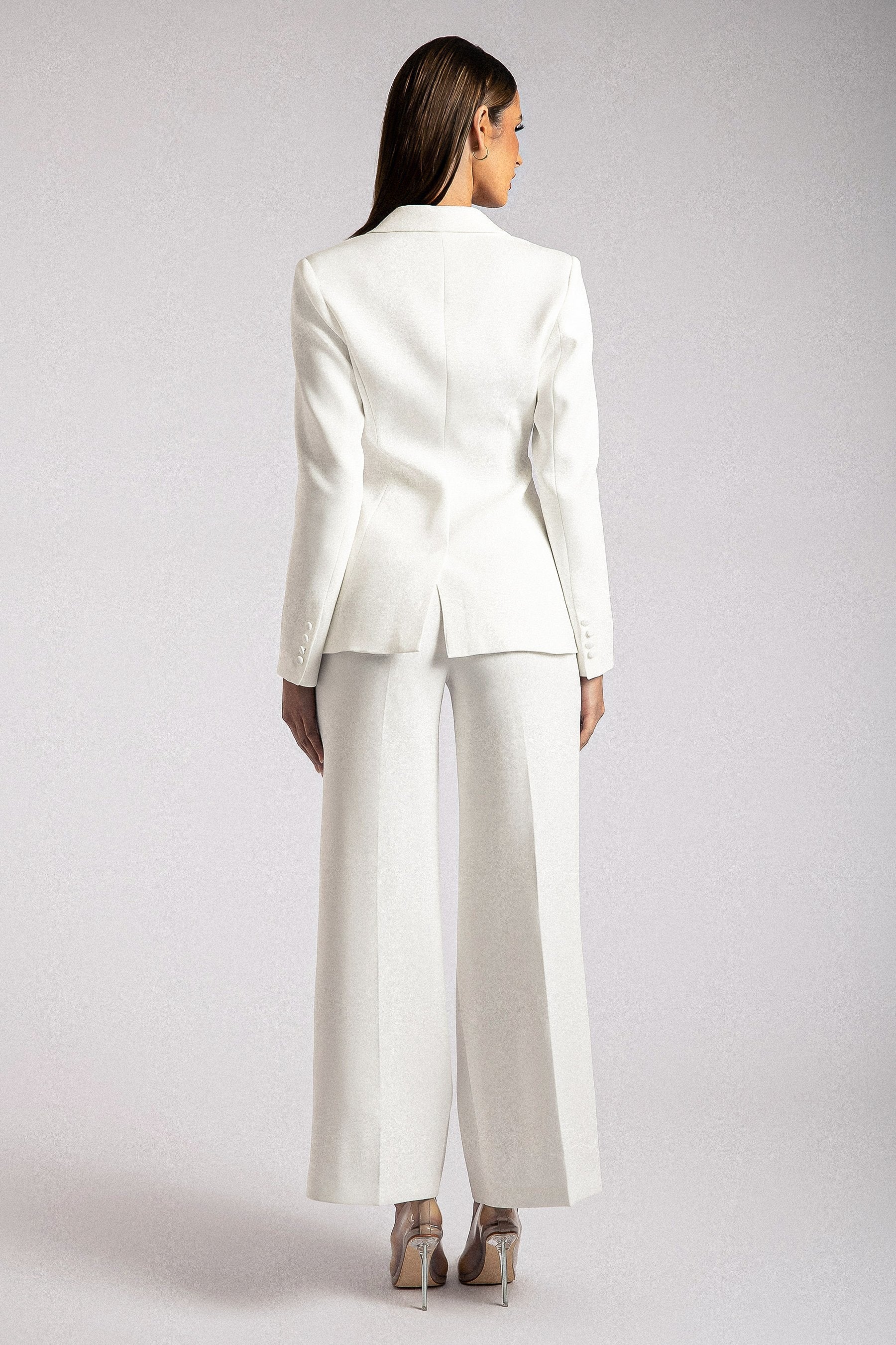 MESHKI Helda Fitted Cinched Waist Blazer - White