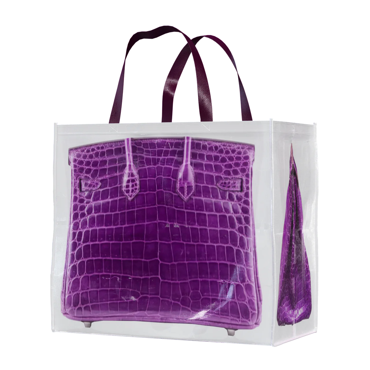 Purple INS blogger spoofs creative grocery bag platinum bag replica casual bag