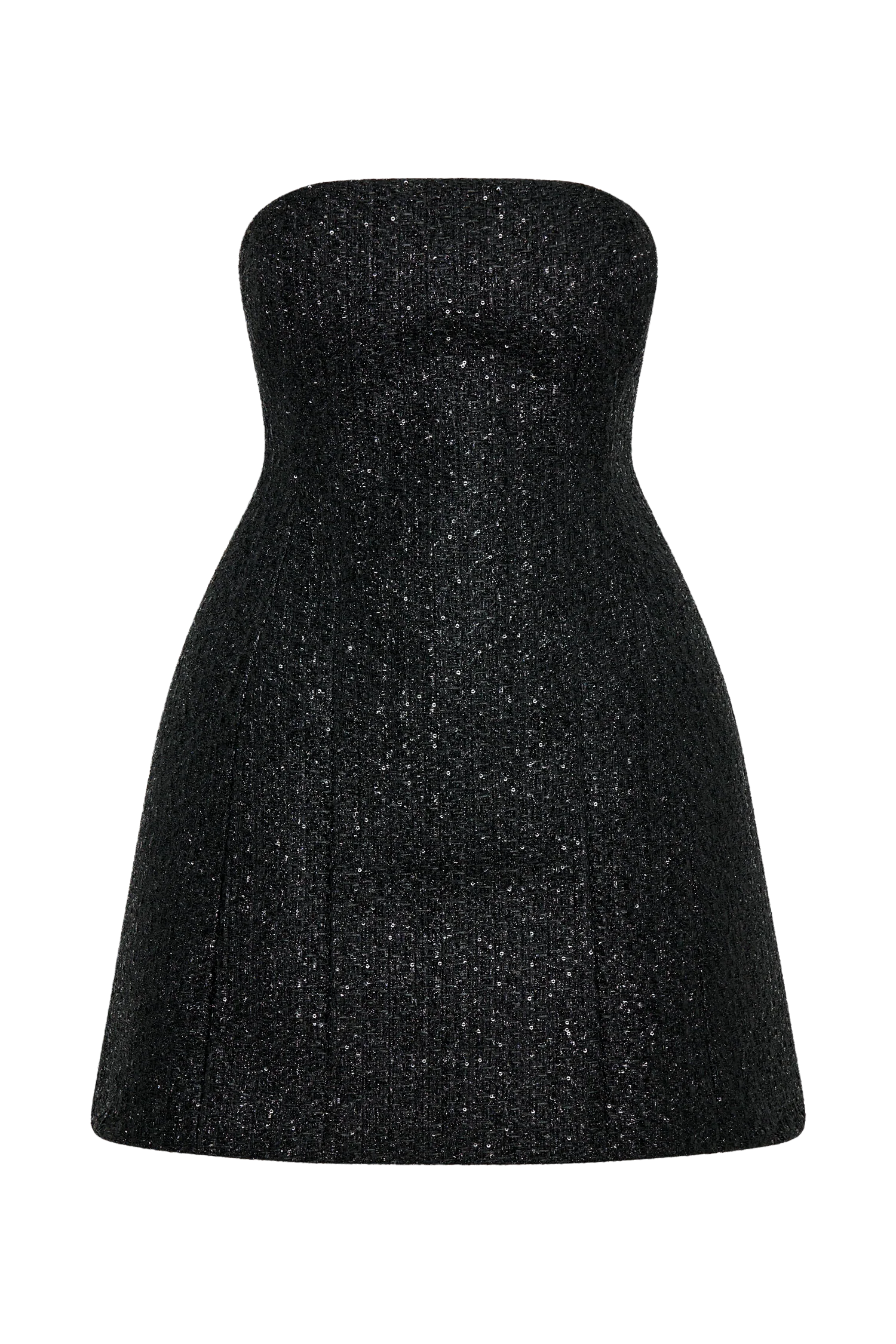 Gala Strapless Tweed Mini Dress - Black