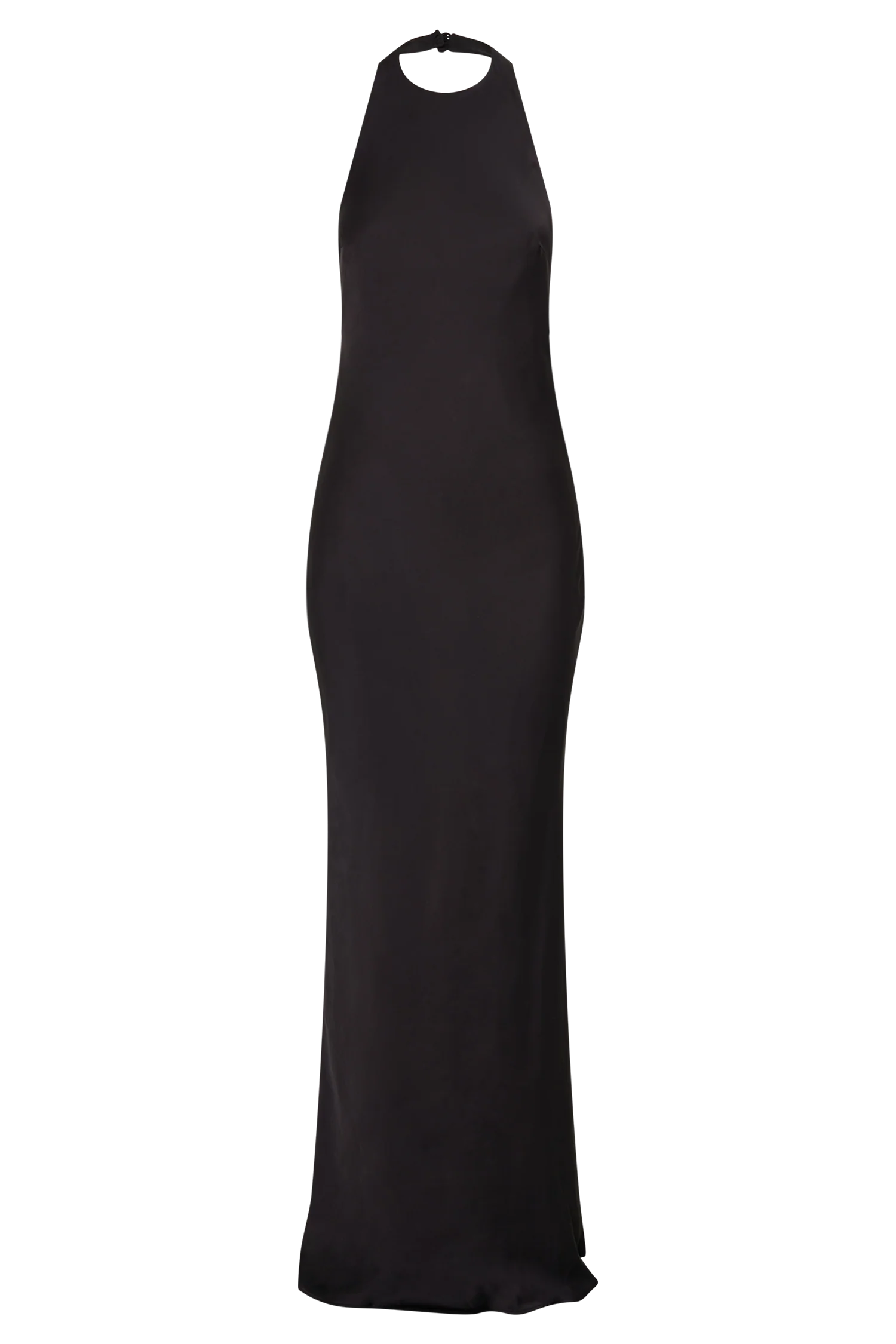 Rinna Satin Halter Maxi Dress - Black