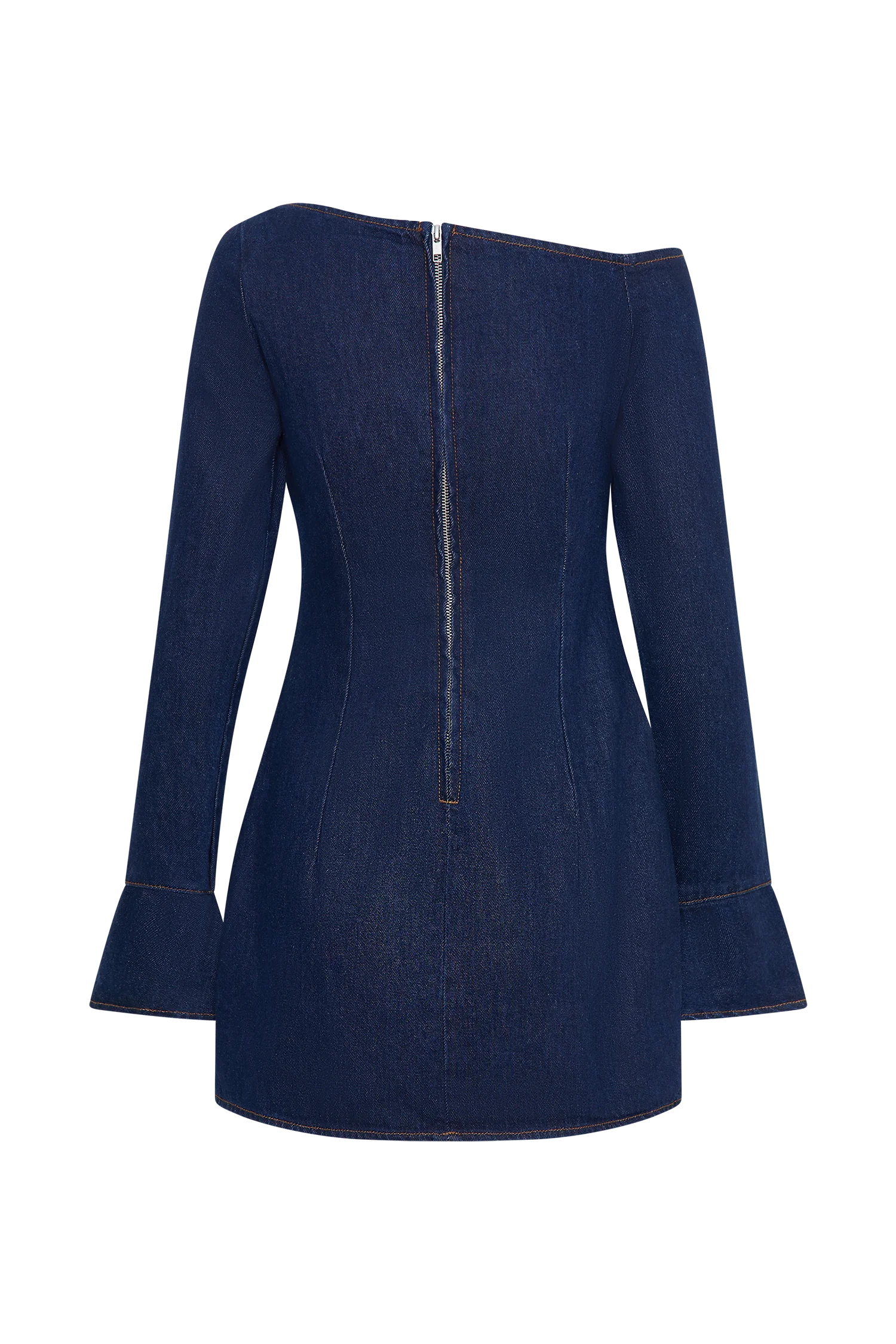 Cece Denim Mini Dress With Ties - Indigo Blue