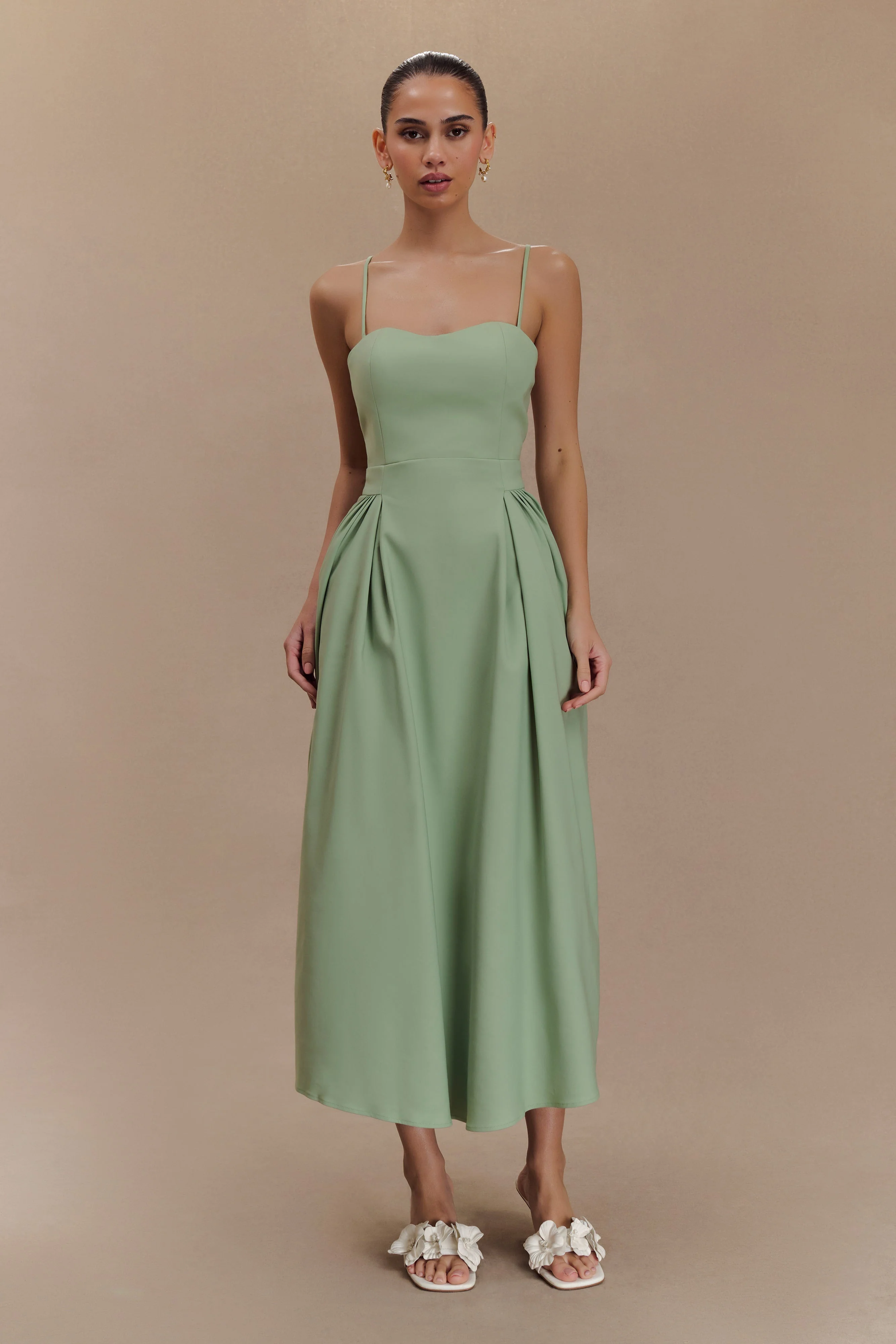 Rebecca Cotton Midi Dress - Basil