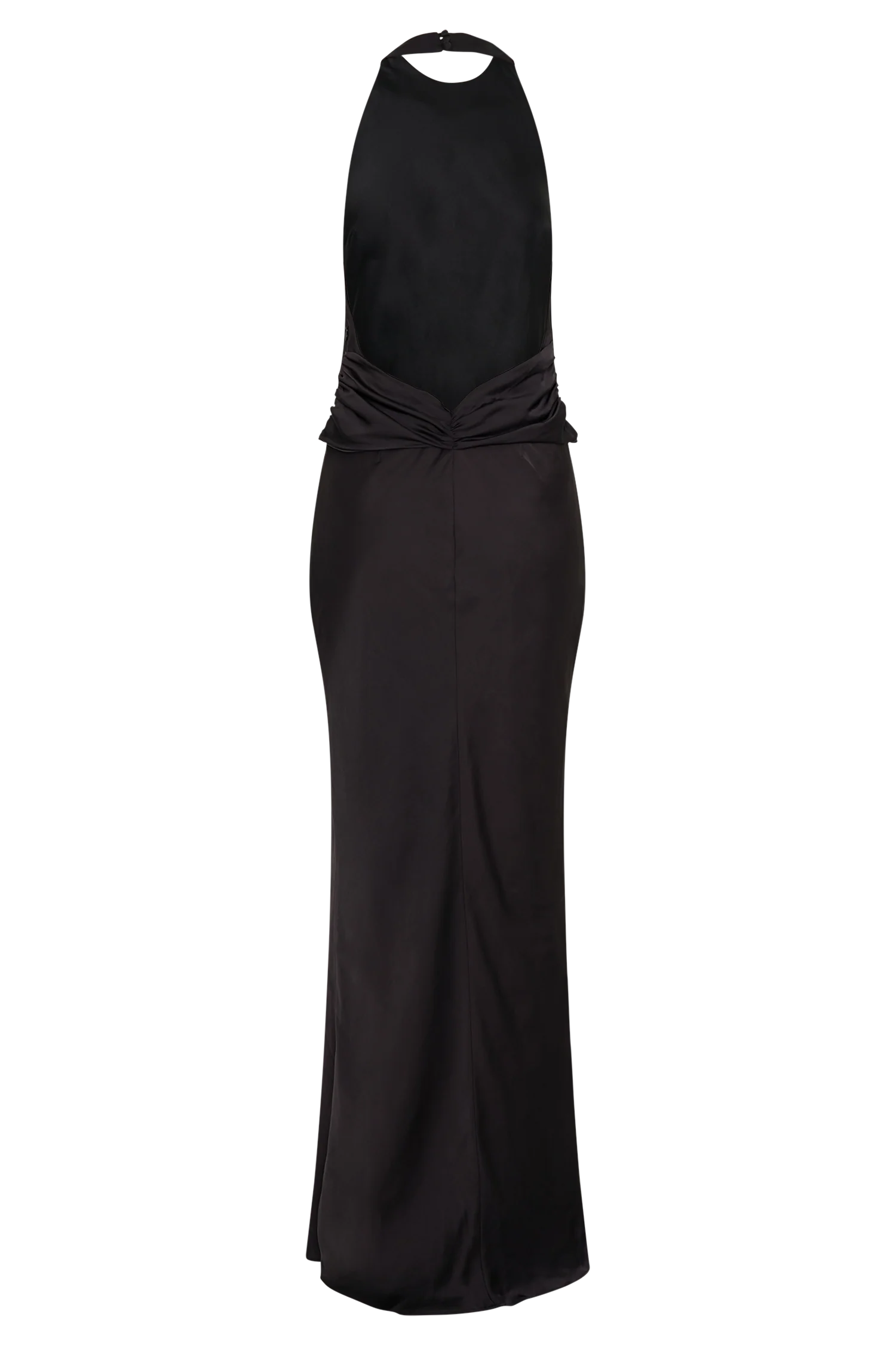 Rinna Satin Halter Maxi Dress - Black