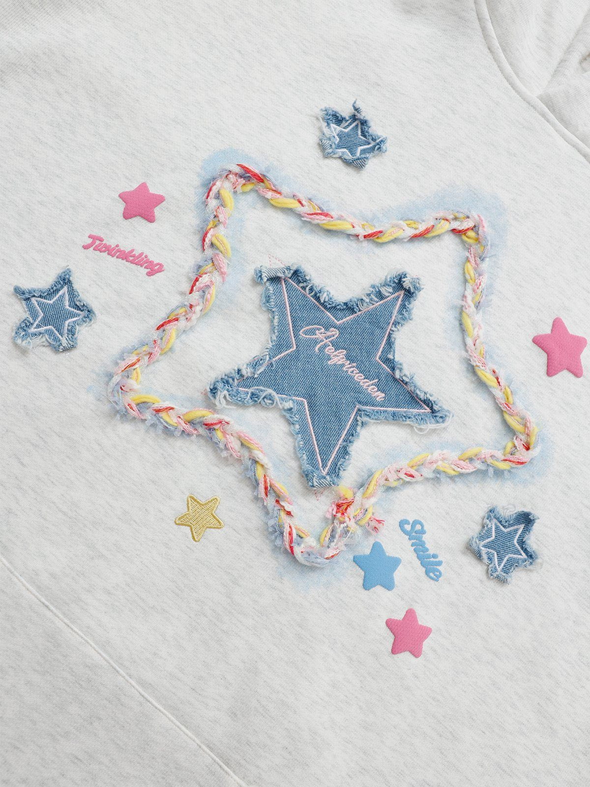 Aelfric Eden Denim Star Applique Embroidery Hoodie