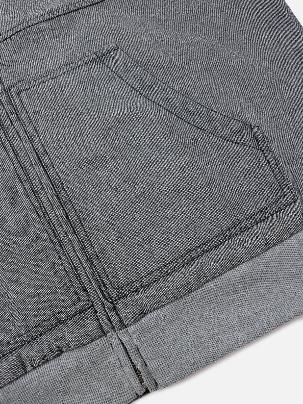 Aelfric Eden Distressed Denim Patchwork Zip Up Hoodie