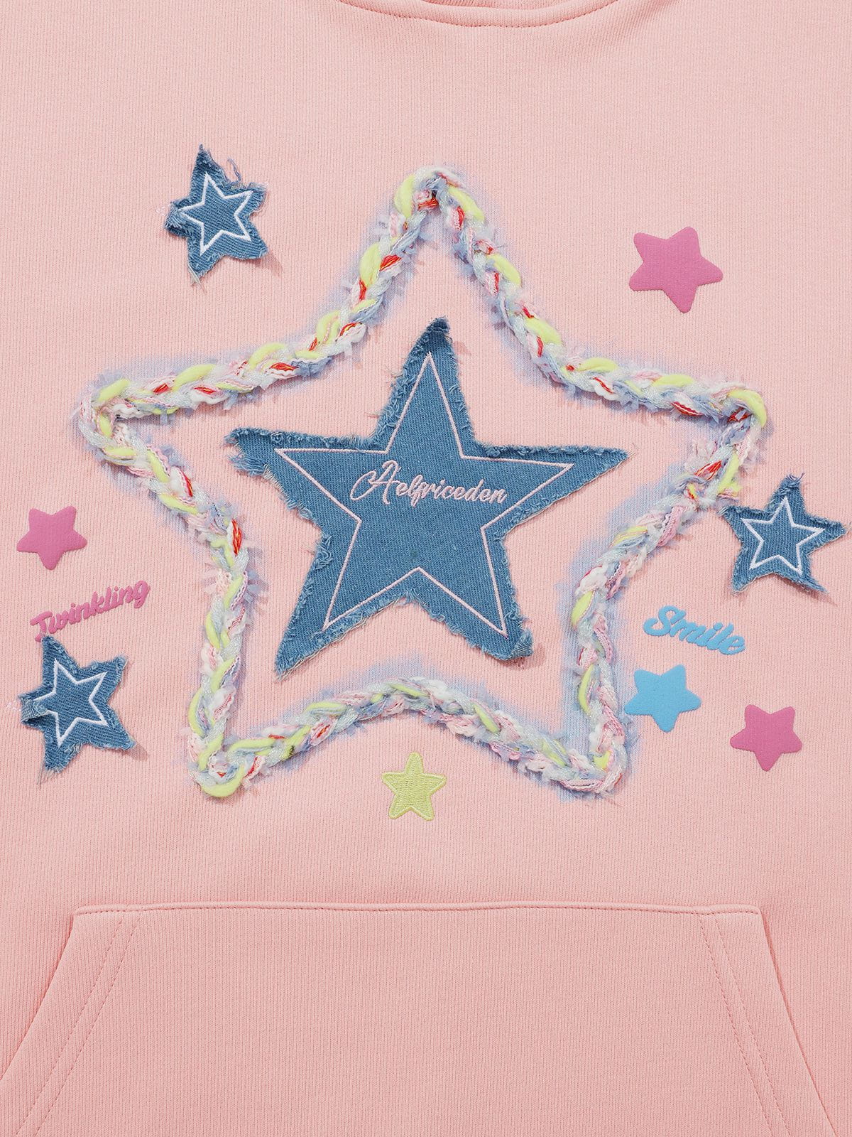 Aelfric Eden Denim Star Applique Embroidery Hoodie