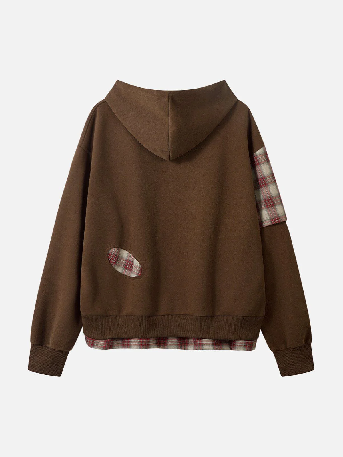 Aelfric Eden Irregular Plaid Patchwork Zip Up Hoodie