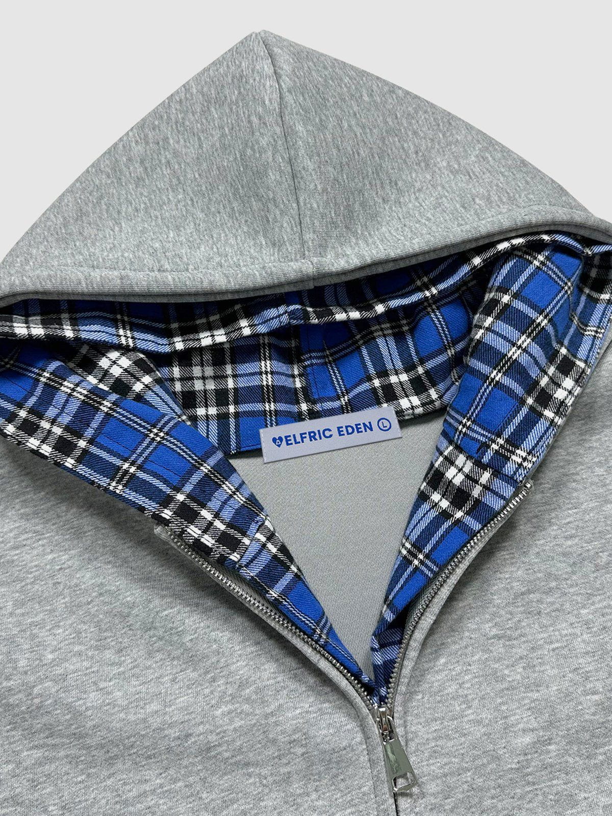 Aelfric Eden Plaid Double Layer Zip Up Hoodie