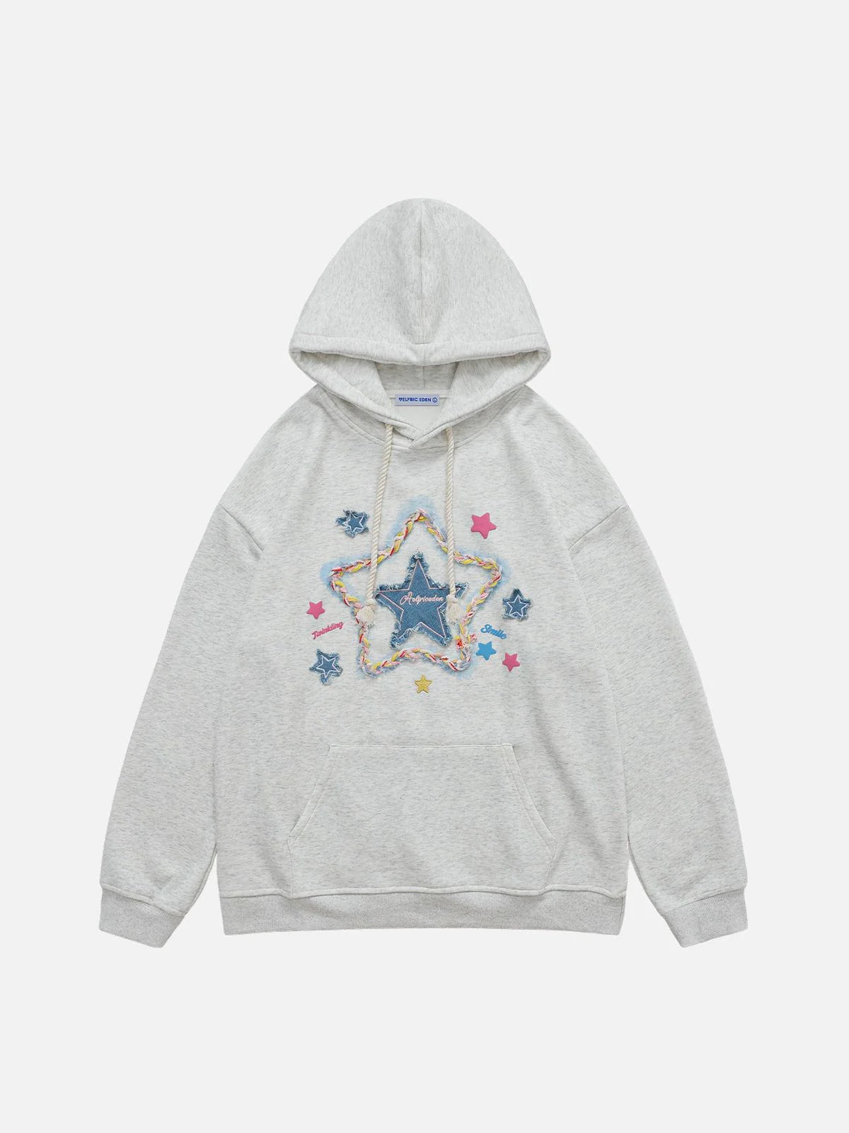 Aelfric Eden Denim Star Applique Embroidery Hoodie