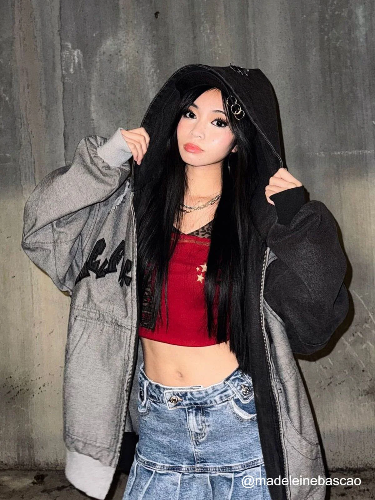 Aelfric Eden Distressed Denim Patchwork Zip Up Hoodie