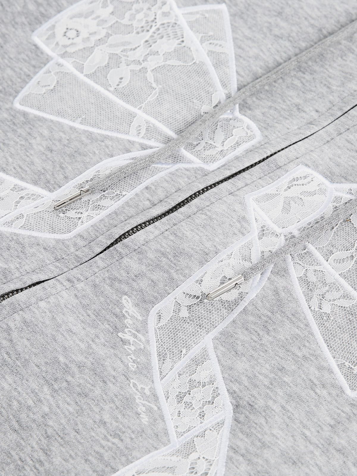 Aelfric Eden Embroidery Lace Bow Zip Up Hoodie
