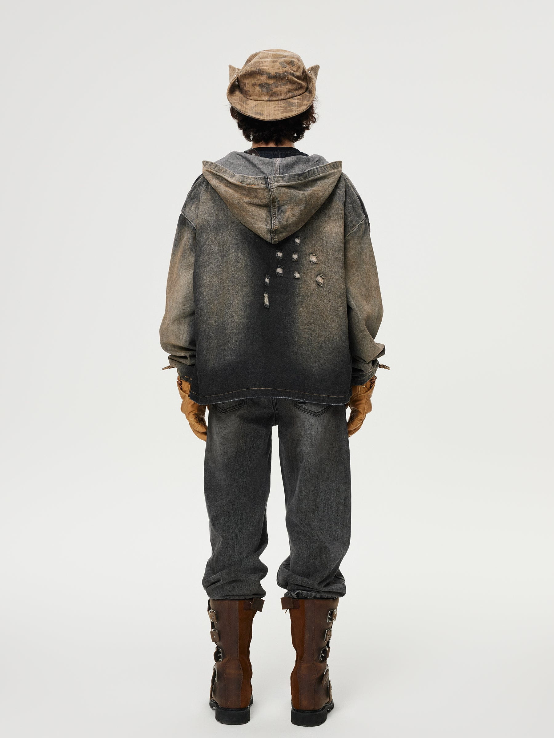 Aelfric Eden Mud Dyeing Denim Zip Up Hoodie