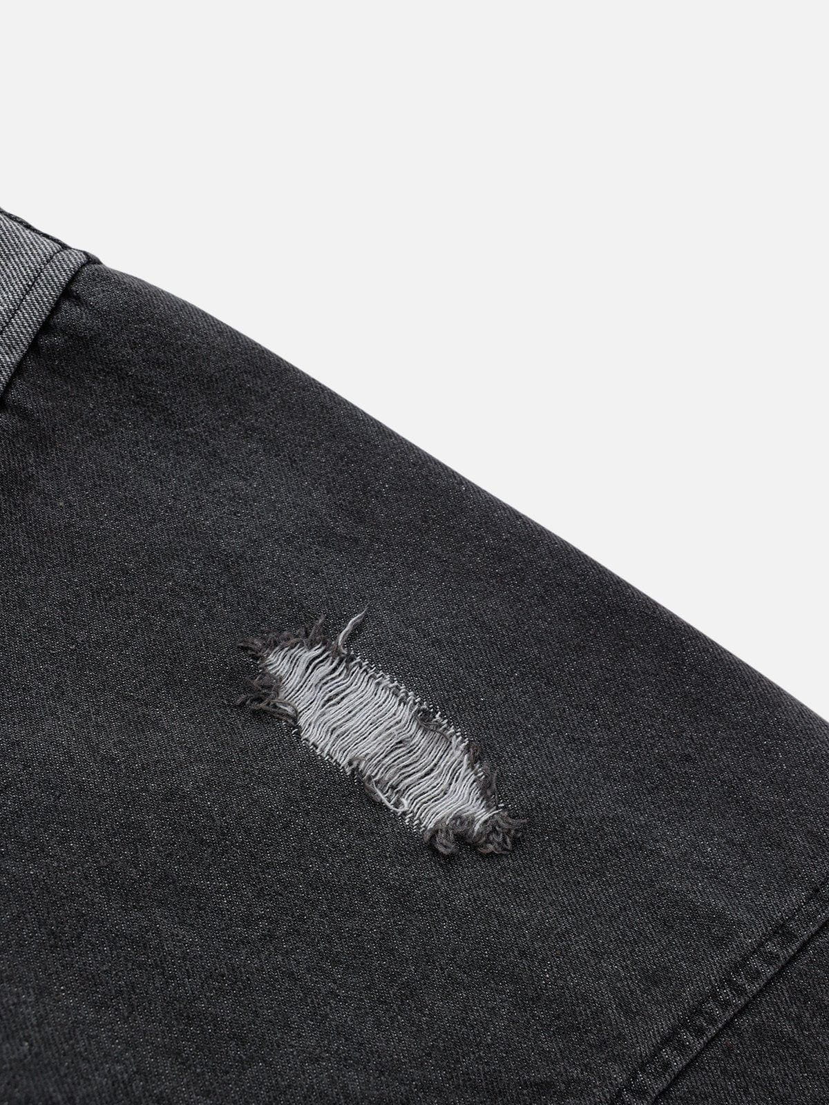 Aelfric Eden Distressed Denim Patchwork Zip Up Hoodie