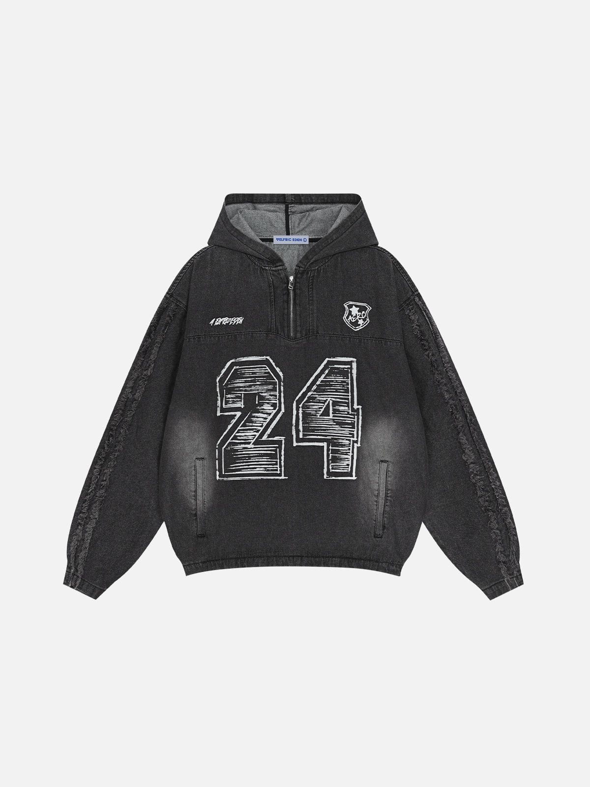 Aelfric Eden Fringe Washed Half Zip Up Hoodie