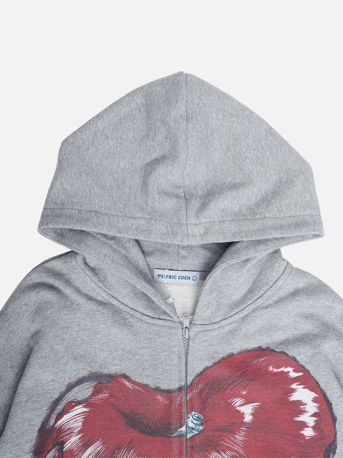 Aelfric Eden Flame Apple Print Zip Up Hoodie