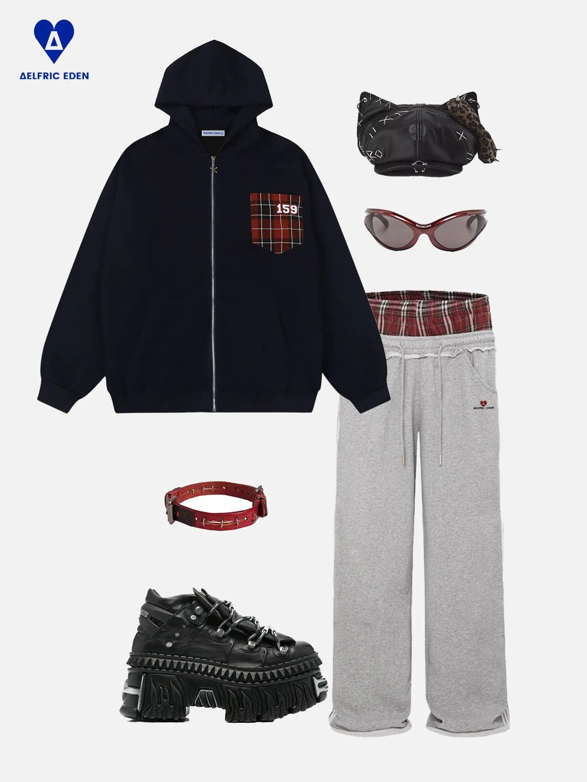 Aelfric Eden Plaid Pocket Zip Up Hoodie