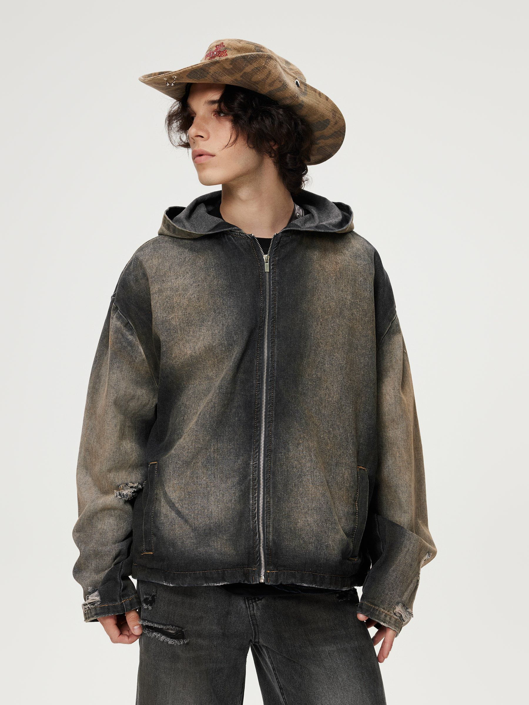 Aelfric Eden Mud Dyeing Denim Zip Up Hoodie