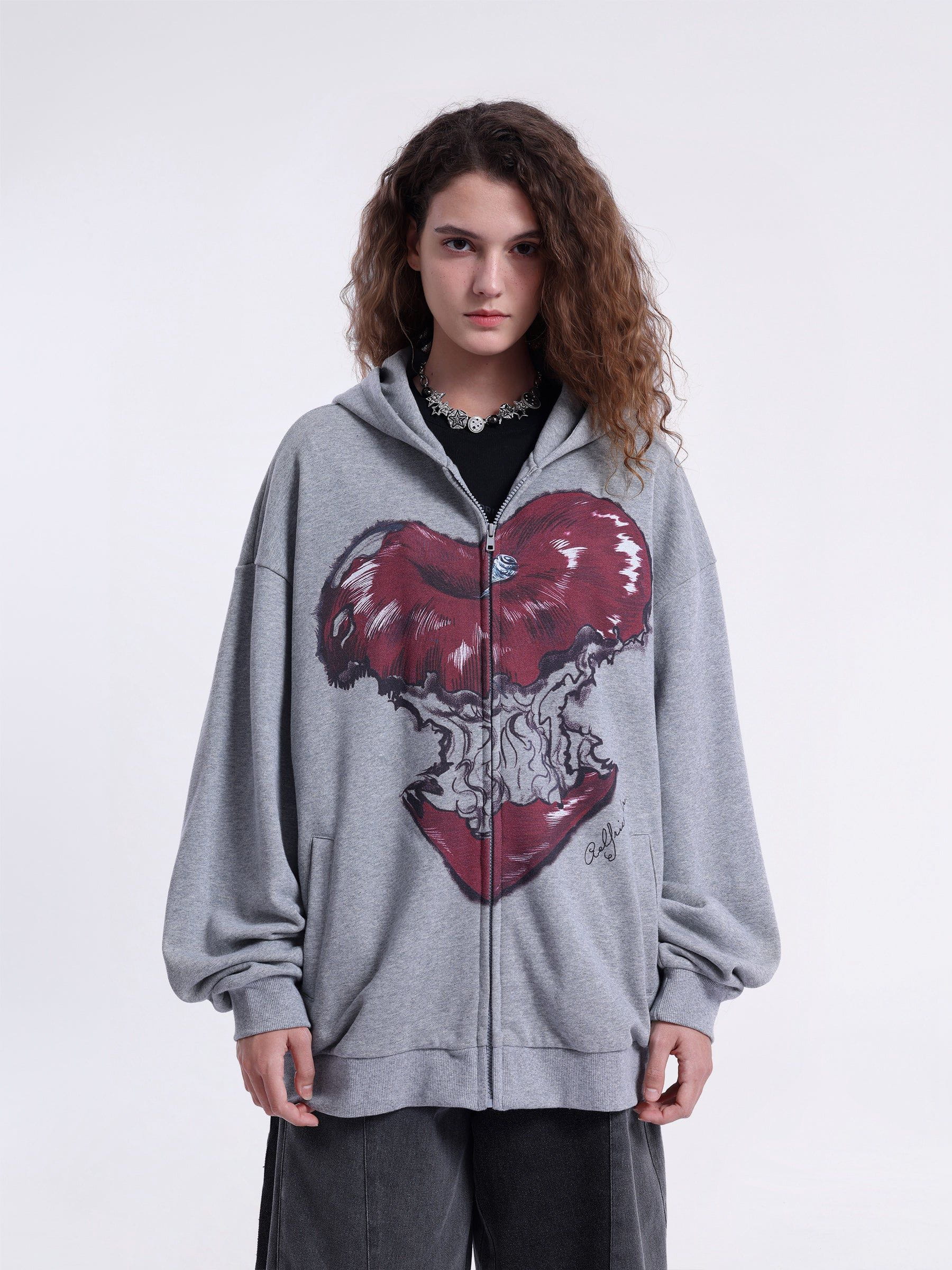 Aelfric Eden Flame Apple Print Zip Up Hoodie