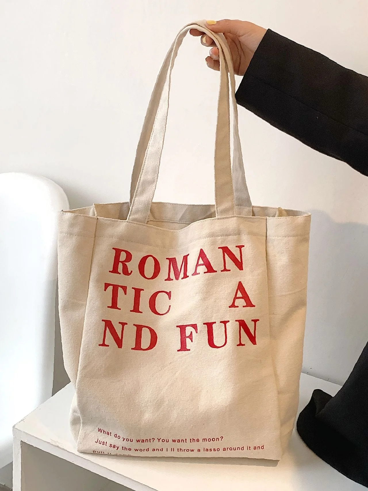 Bag For Love - Letter Graphic Shopper Bag  - Women Tote Bags