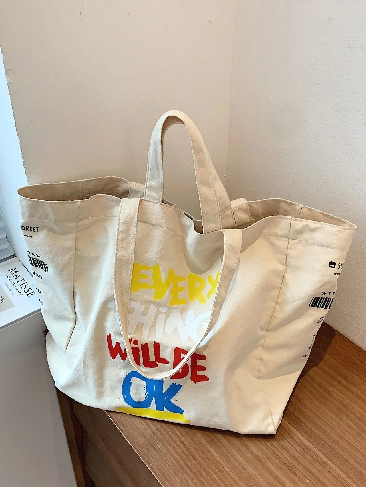 Bag For Love - Letter Graphic Top Handle Tote Bag  - Women Tote Bags