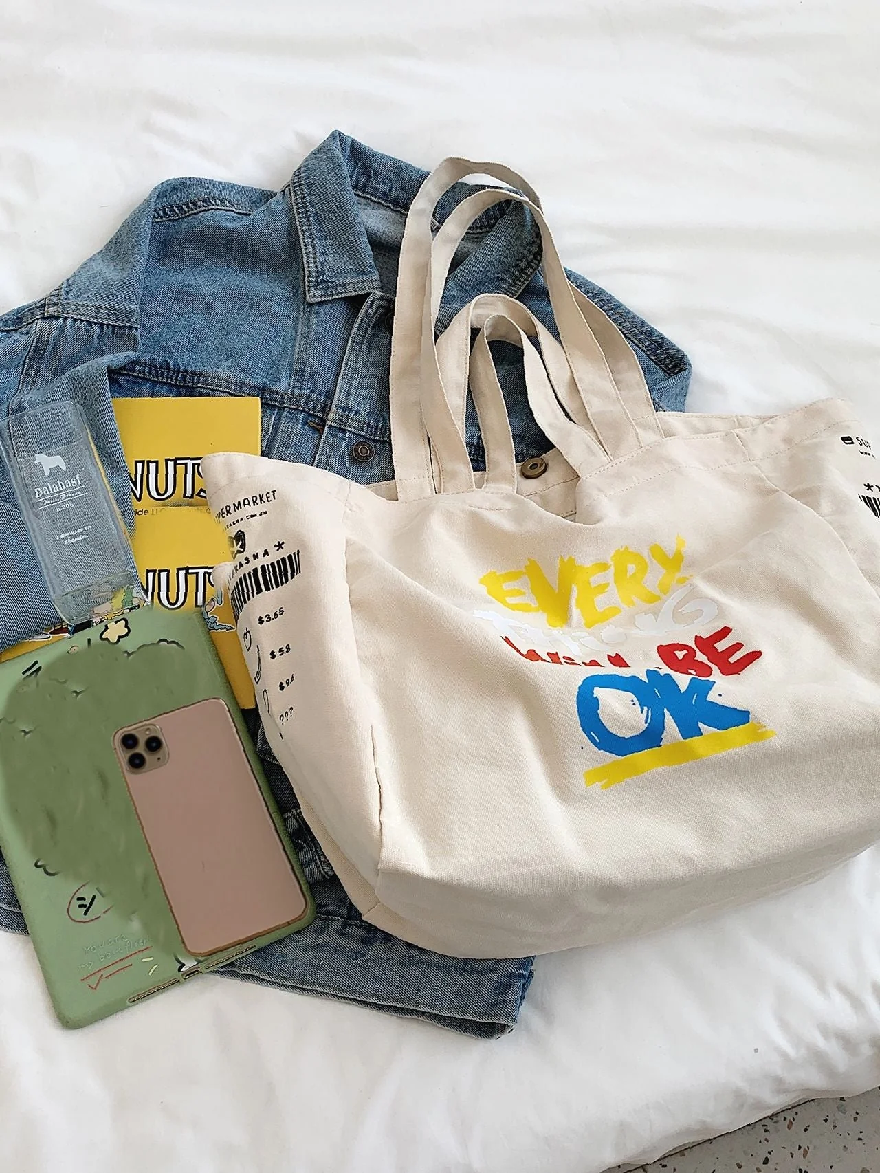 Bag For Love - Letter Graphic Top Handle Tote Bag  - Women Tote Bags