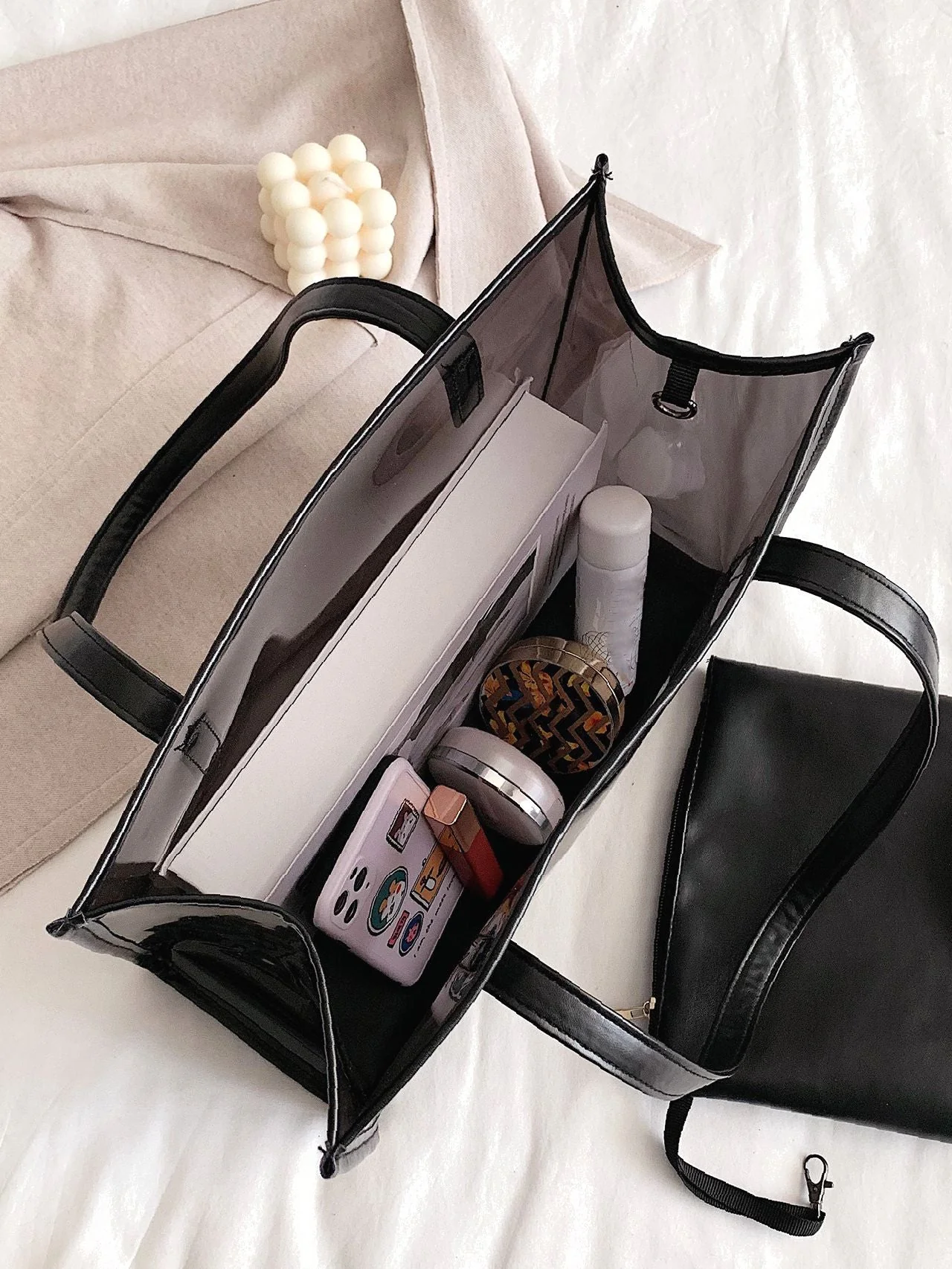 Bag For Love - Letter Graphic Tote Bag with Inner Pouch  - Women Tote Bags