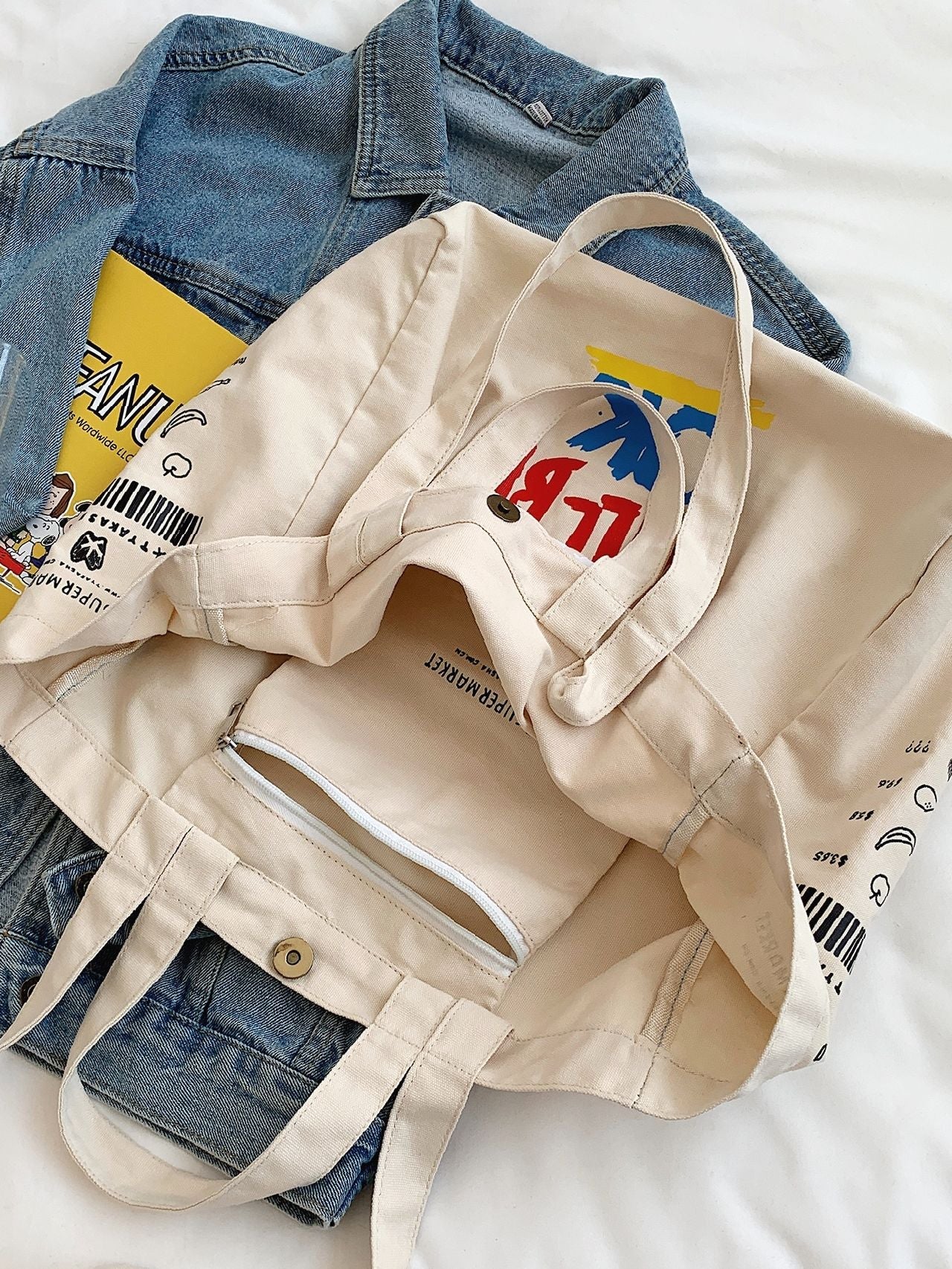 Bag For Love - Letter Graphic Top Handle Tote Bag  - Women Tote Bags