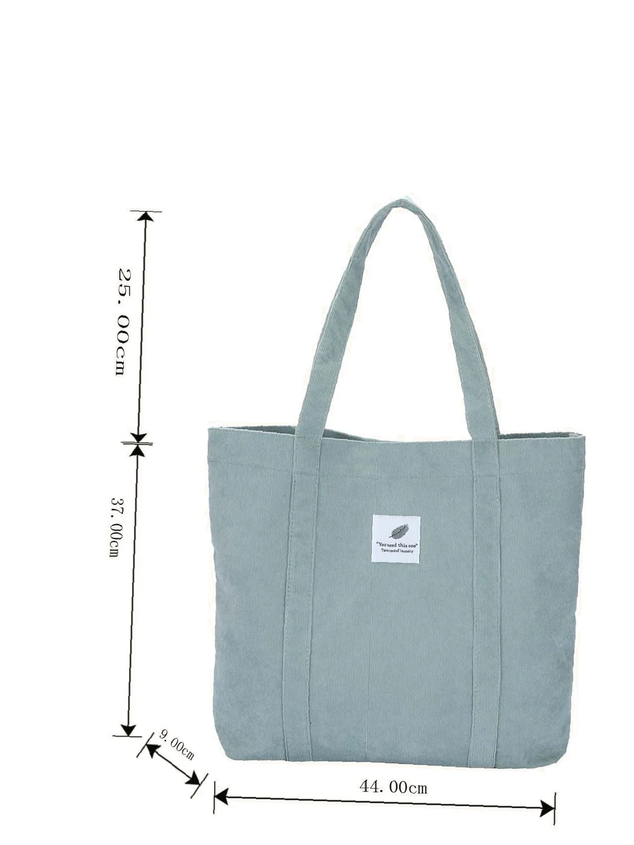 Bag For Love - Corduroy Letter Patch Shopper Bag  - Women Tote Bags