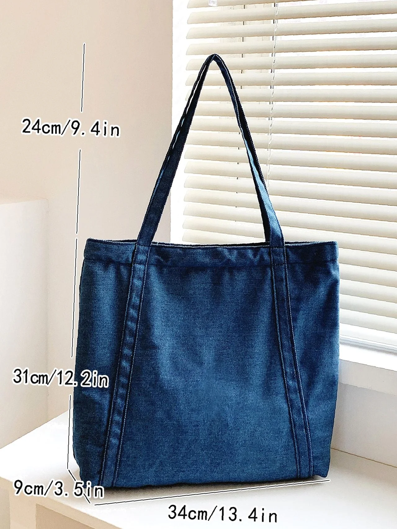 Bag For Love - Minimalist Denim Shoulder Tote Bag  - Women Tote Bags