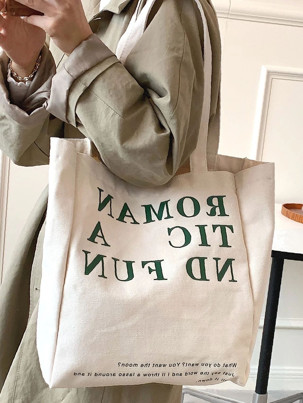 Bag For Love - Letter Graphic Shopper Bag  - Women Tote Bags