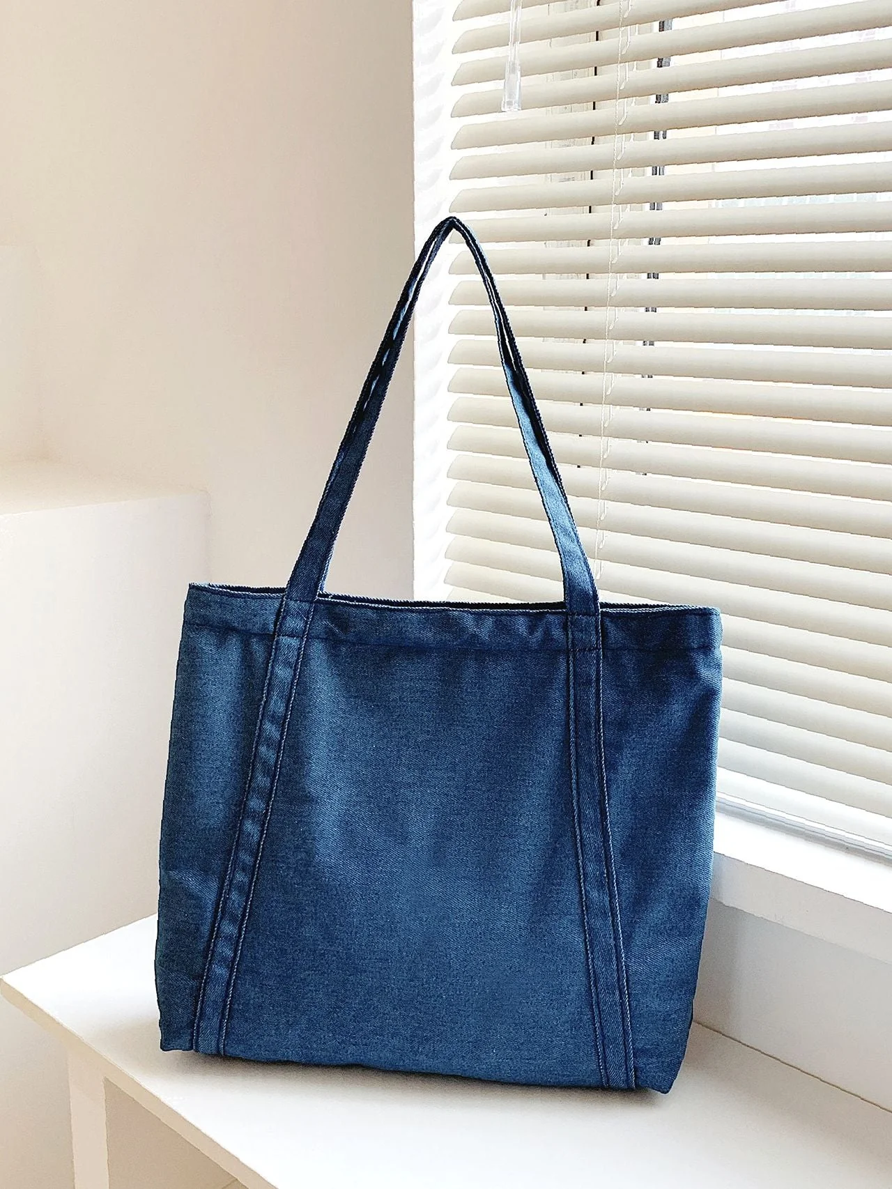 Bag For Love - Minimalist Denim Shoulder Tote Bag  - Women Tote Bags