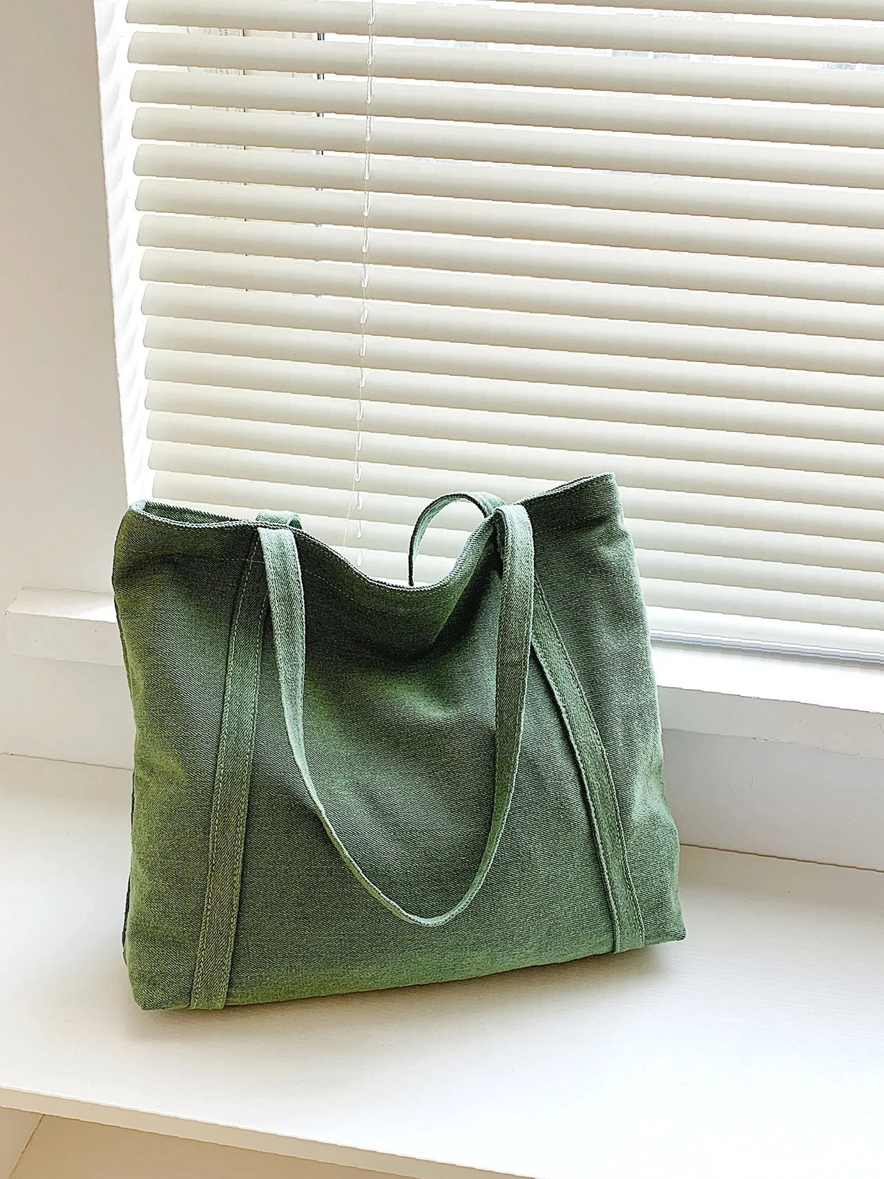 Bag For Love - Minimalist Denim Shoulder Tote Bag  - Women Tote Bags