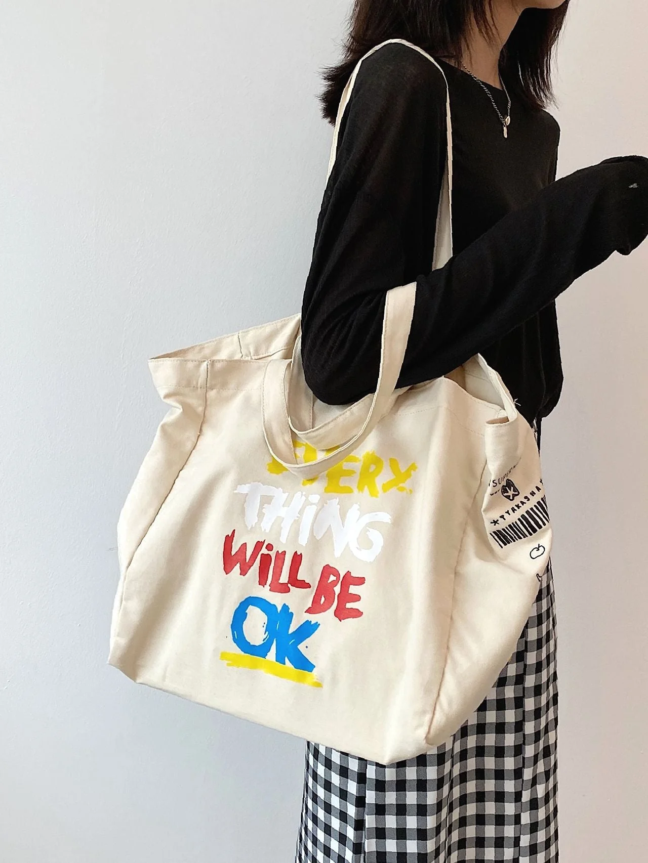 Bag For Love - Letter Graphic Top Handle Tote Bag  - Women Tote Bags