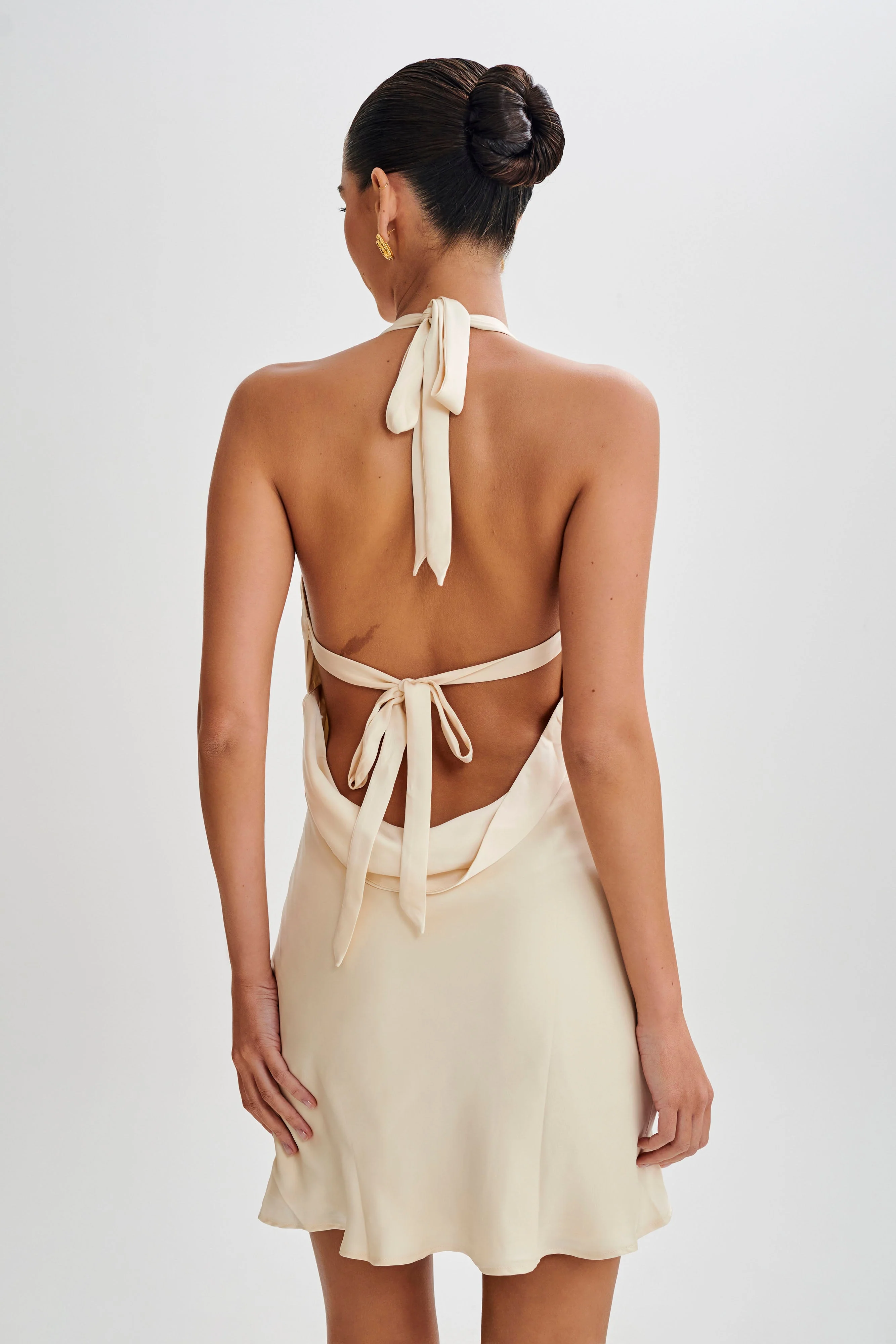 MESHKI Aimee Halter Mini Dress - Buttercream