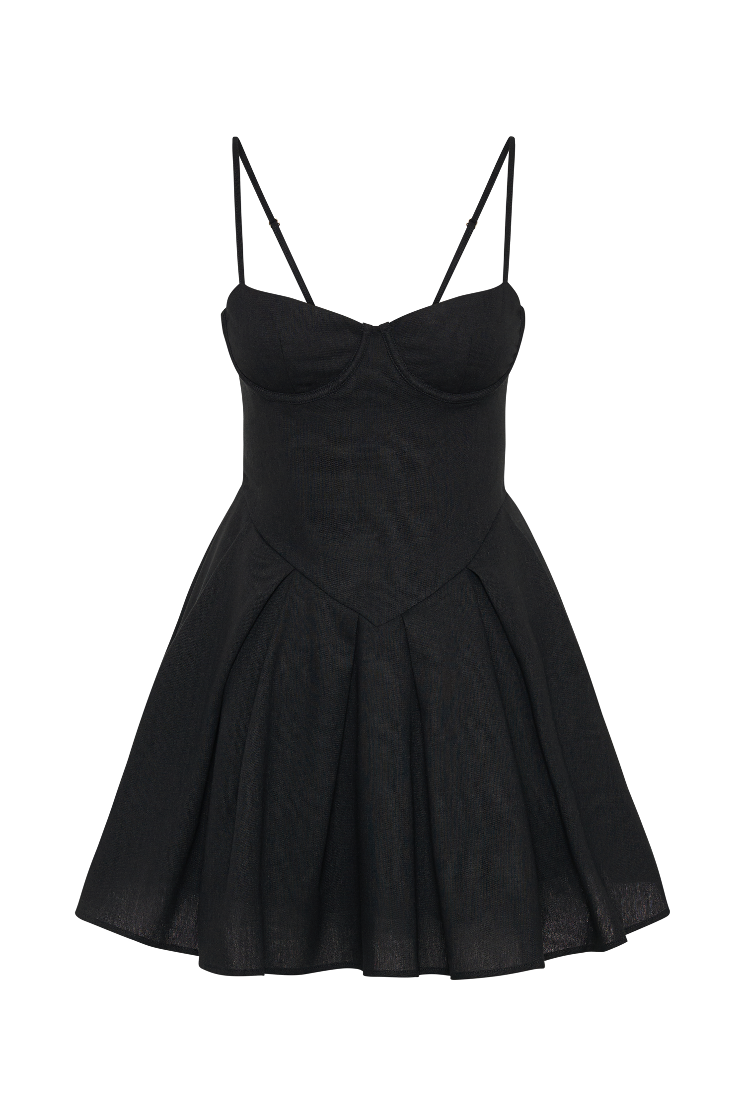 MESHKI Dorinda Pleated Linen Mini Dress - Black