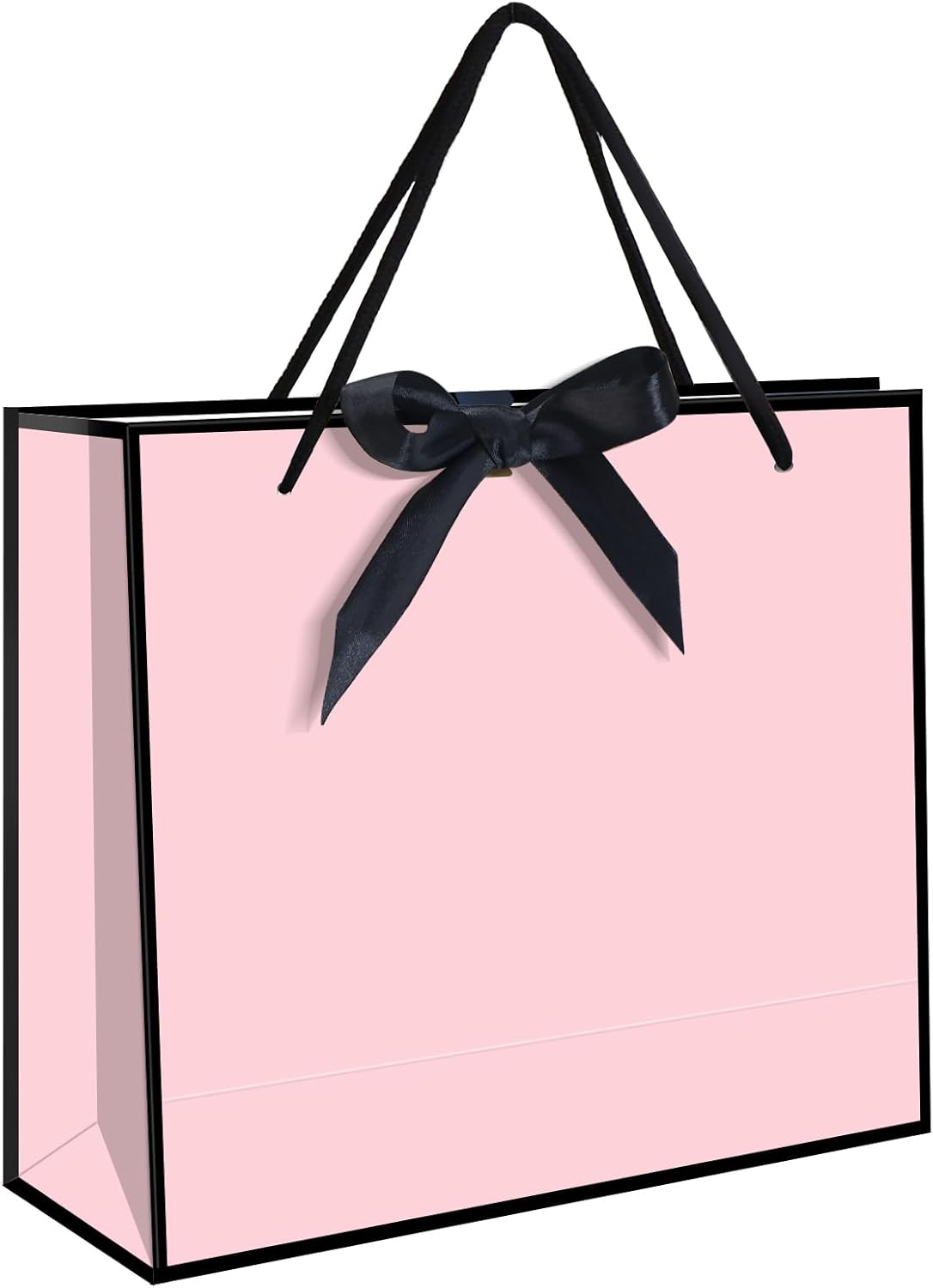 5 | 12 | 25 | 50 Pack Gift Bag with Bow Ribbon Horizontal Paper Gift Bags Bulk for Women Men,with Handles for Birthday Wedding Bridesmaid Party Favor Shopping Retail Gift Sacks (Pink, 12.6x4.3x10.5 Inch (Pack of 12))