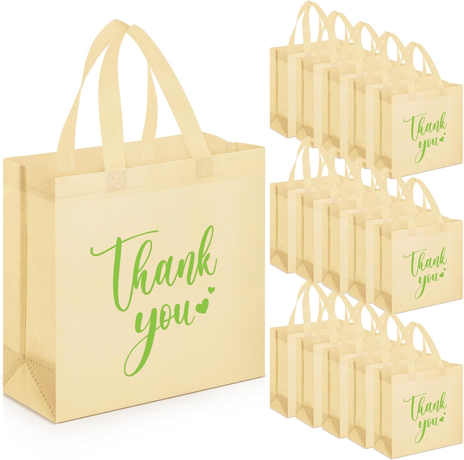 Sweetude 30 Pcs Valentine's Day Thank You Gift Bags with Handles Bulk Reusable Goodie Bag Non Woven Foldable Bag for Graduation Wedding Bridesmaid Gifts(11 x 12 x 5 Inch,Black)