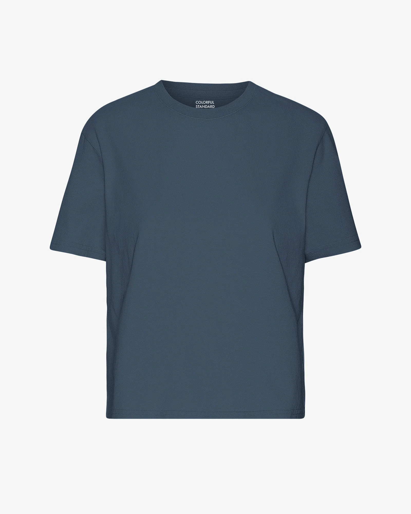 Organic Boxy Crop Tee - Petrol Blue