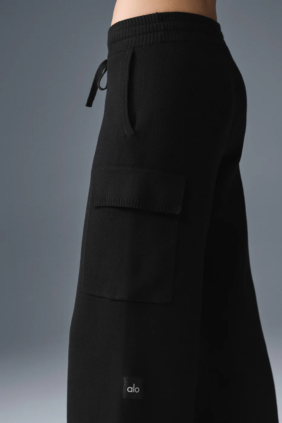 Scholar Knit High-Waist Cargo Pant - Black