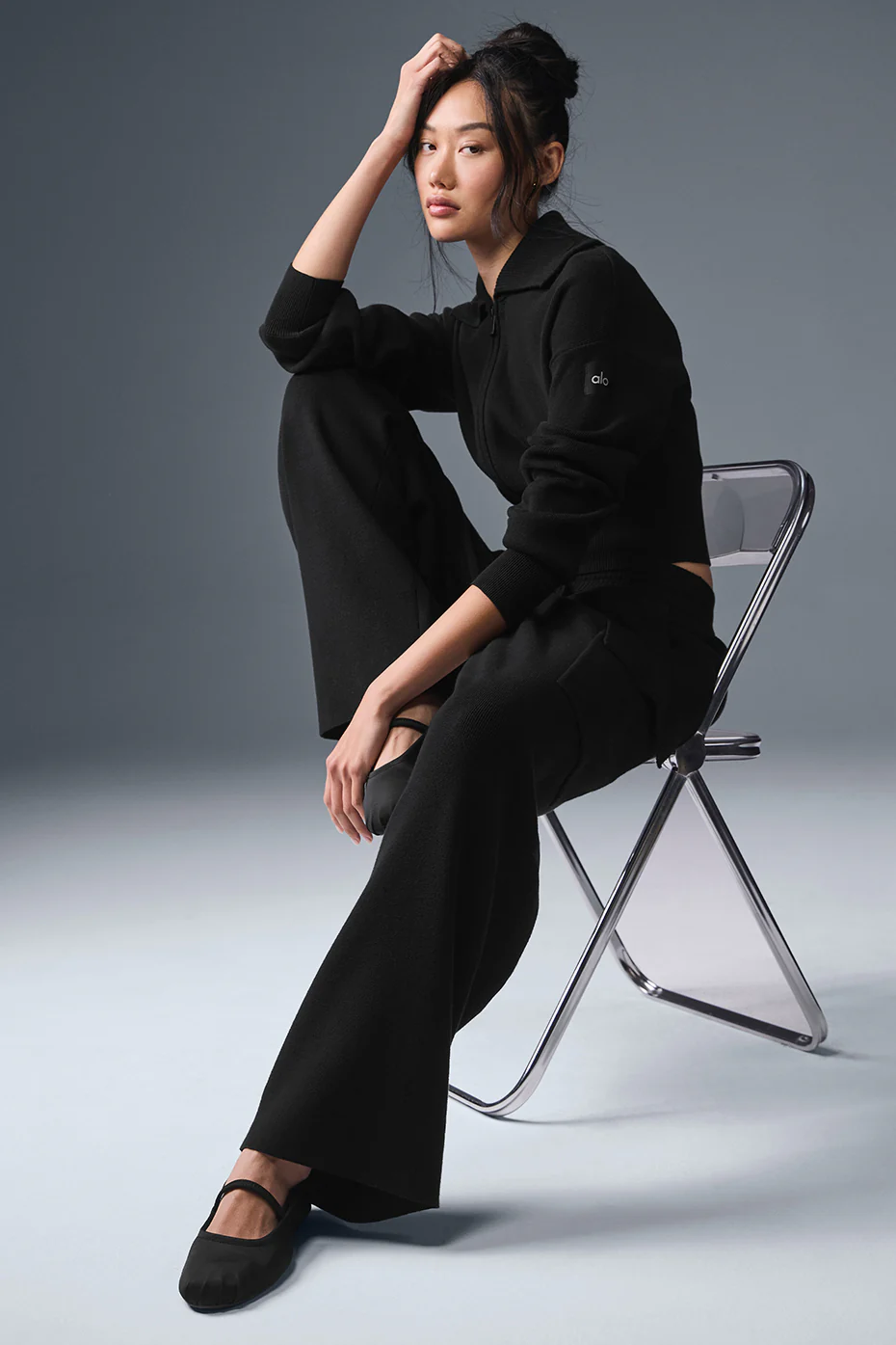 Scholar Knit High-Waist Cargo Pant - Black