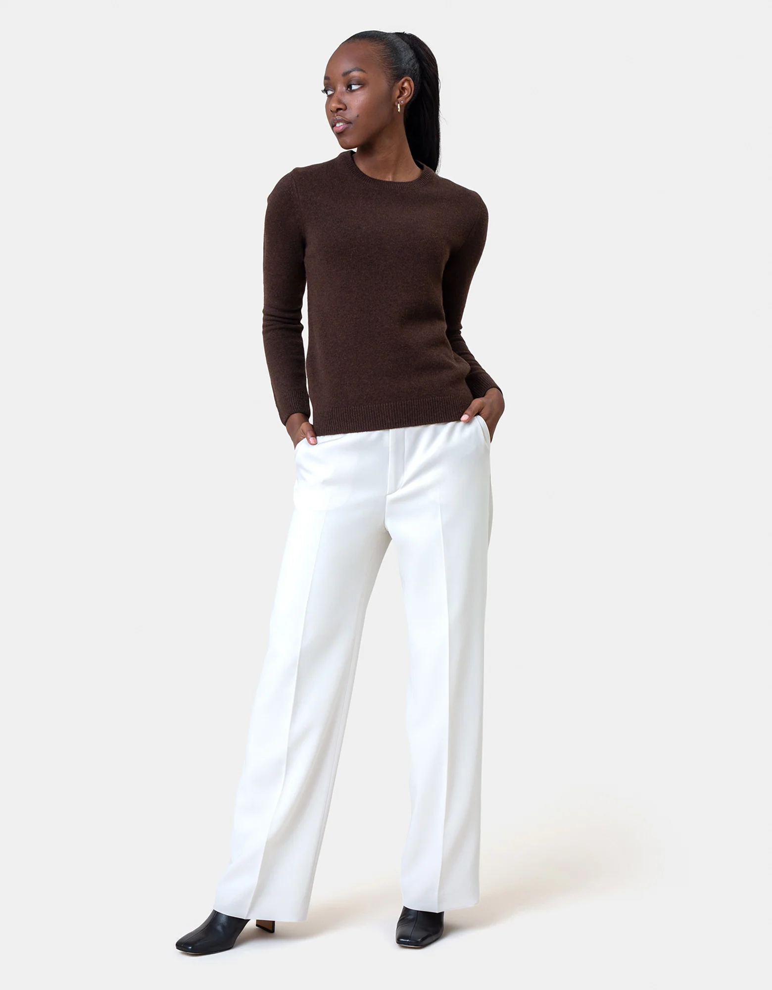 Women Classic Merino Wool Crew - Navy Blue