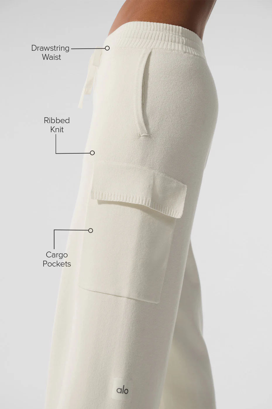 Scholar Knit High-Waist Cargo Pant - Ivory