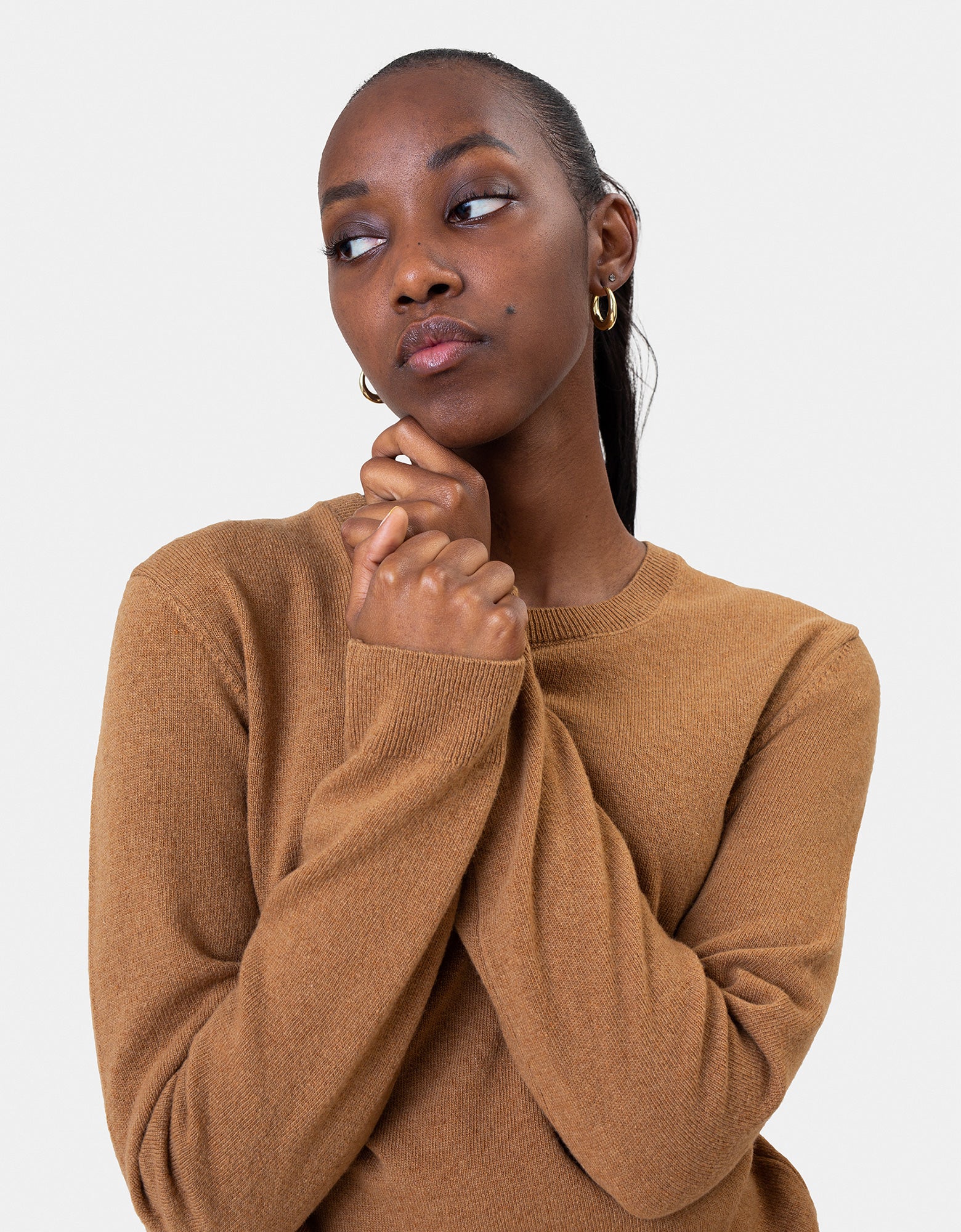 Women Classic Merino Wool Crew - Sahara Camel