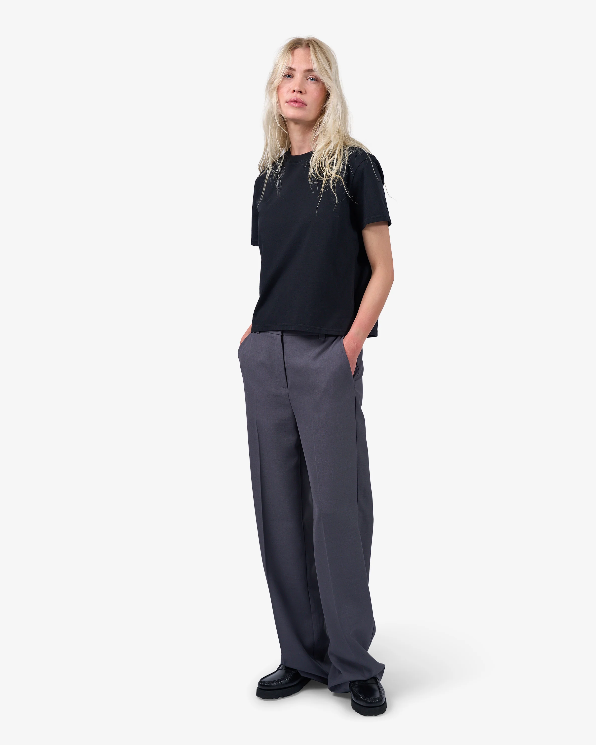 Organic Boxy Crop Tee - Seaside Blue