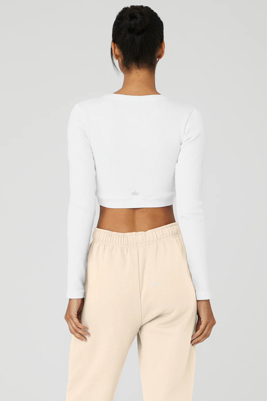Seamless Ribbed Cropped Serene Long Sleeve - White